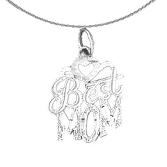 Sterling Silver Best Mom Pendant (Rhodium or Yellow Gold-plated)