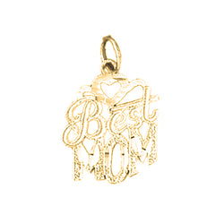 Yellow Gold-plated Silver Best Mom Pendant