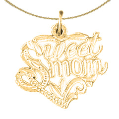 Sterling Silver Sweet Mom Pendant (Rhodium or Yellow Gold-plated)