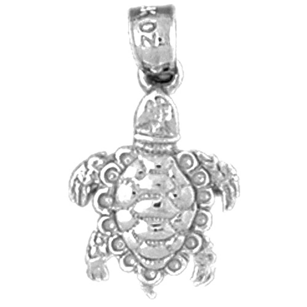 Sterling Silver Turtles 3D Pendant