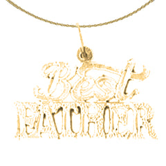 Sterling Silver Best Father Pendant (Rhodium or Yellow Gold-plated)