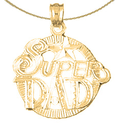Sterling Silver Super Dad Pendant (Rhodium or Yellow Gold-plated)