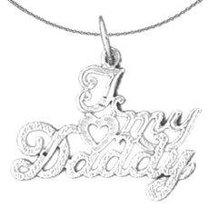 Sterling Silver I Love My Dad Pendant (Rhodium or Yellow Gold-plated)