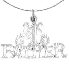 Sterling Silver #1 Father Pendant (Rhodium or Yellow Gold-plated)