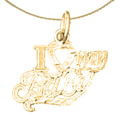 Sterling Silver I Love My Baby Pendant (Rhodium or Yellow Gold-plated)
