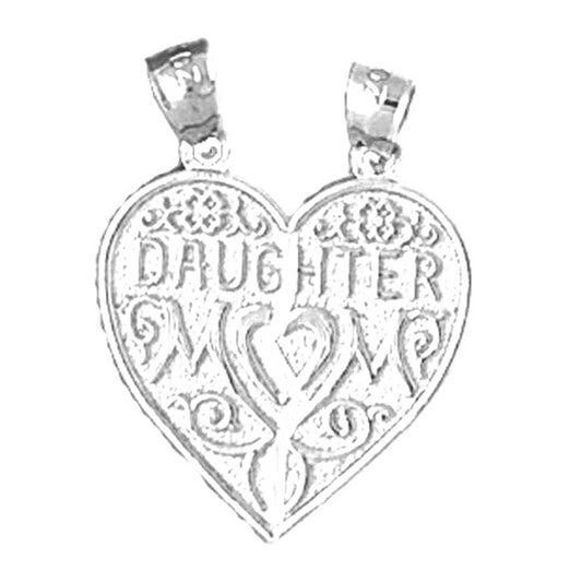 Sterling Silver Breakable Heart Mother Daughter Pendant