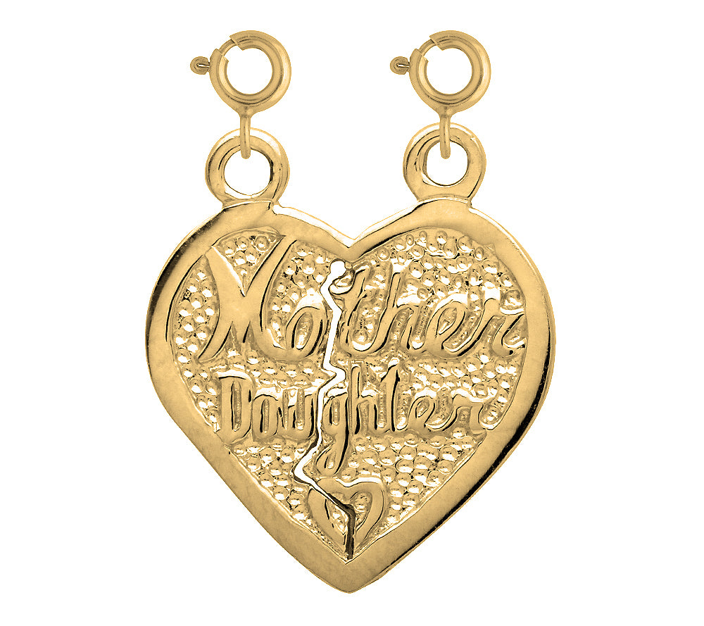 Yellow Gold-plated Silver Breakable Heart Mother Daughter Pendant