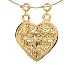 Colgante de plata de ley con forma de corazón rompible para madre e hija (chapado en rodio o oro amarillo)