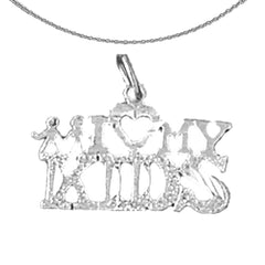Sterling Silver I Love My Kids Pendant (Rhodium or Yellow Gold-plated)