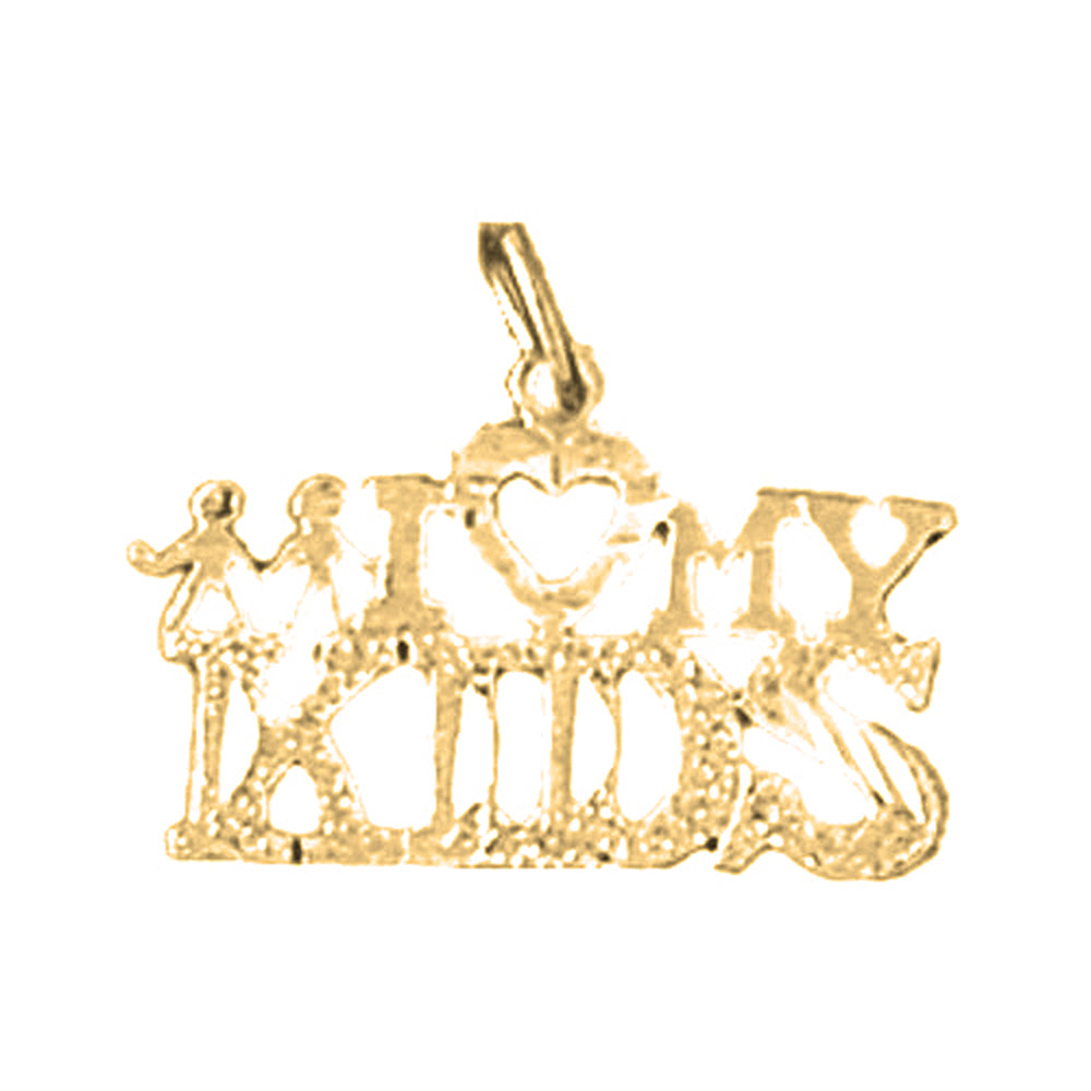 Yellow Gold-plated Silver I Love My Kids Pendant