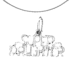 Sterling Silver Super Daughter Pendant (Rhodium or Yellow Gold-plated)