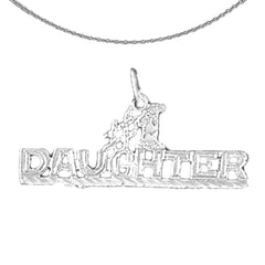Sterling Silver #1 Daughter Pendant (Rhodium or Yellow Gold-plated)