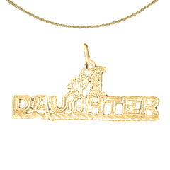 Sterling Silver #1 Daughter Pendant (Rhodium or Yellow Gold-plated)