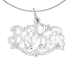 Sterling Silver #1 Brother Pendant (Rhodium or Yellow Gold-plated)