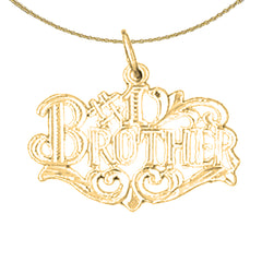 Sterling Silver #1 Brother Pendant (Rhodium or Yellow Gold-plated)