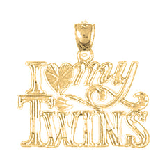 Yellow Gold-plated Silver I Love My Twins Pendant