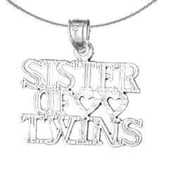 Sterling Silver Sister Of Twins Pendant (Rhodium or Yellow Gold-plated)