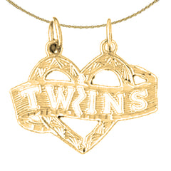 Sterling Silver Twins Pendant (Rhodium or Yellow Gold-plated)