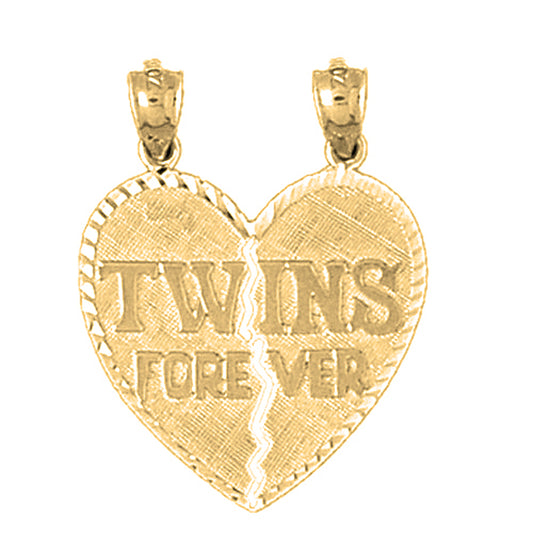 Yellow Gold-plated Silver Twins Forever Pendant