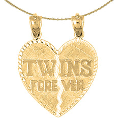 Sterling Silver Twins Forever Pendant (Rhodium or Yellow Gold-plated)