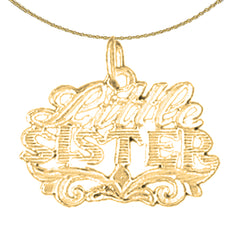 Sterling Silver Little Sister Pendant (Rhodium or Yellow Gold-plated)
