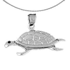Sterling Silver Turtles Pendant (Rhodium or Yellow Gold-plated)