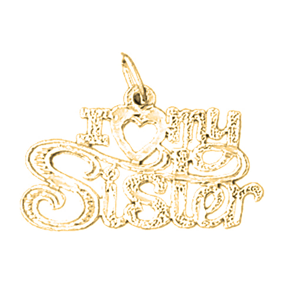 Yellow Gold-plated Silver I Love My Sister Pendant