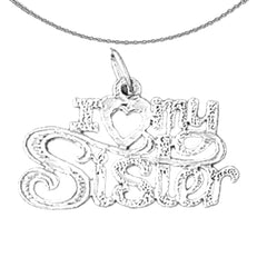 Sterling Silver I Love My Sister Pendant (Rhodium or Yellow Gold-plated)