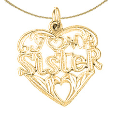 Sterling Silver I Love My Sister Pendant (Rhodium or Yellow Gold-plated)