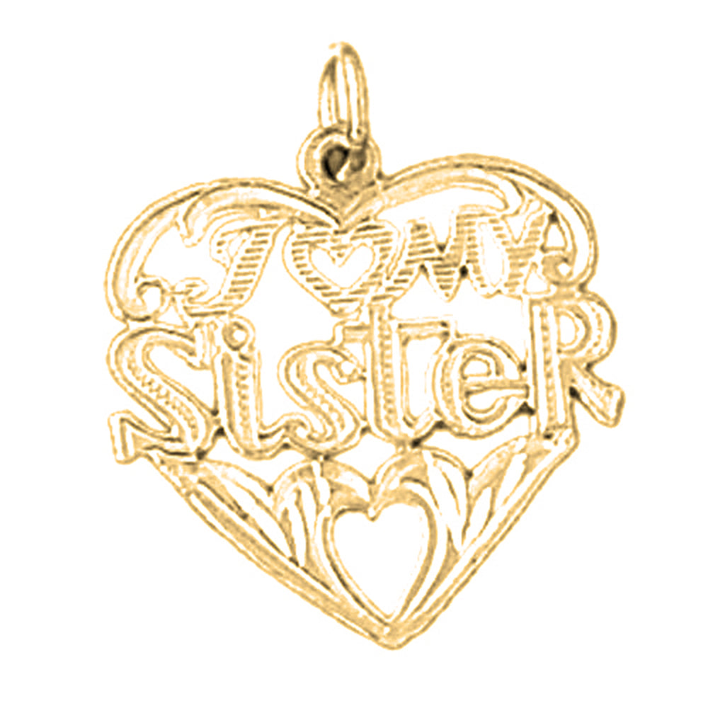 Yellow Gold-plated Silver I Love My Sister Pendant