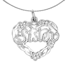 Sterling Silver Sister Pendant (Rhodium or Yellow Gold-plated)