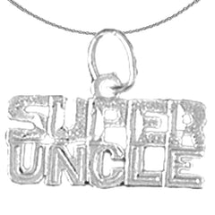 Sterling Silver Super Uncle Pendant (Rhodium or Yellow Gold-plated)