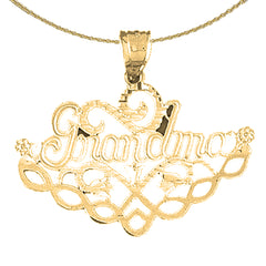 Sterling Silver Grandma Pendant (Rhodium or Yellow Gold-plated)