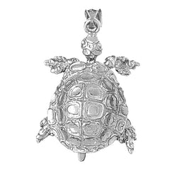 Sterling Silver Turtles 3D Moveable Pendant