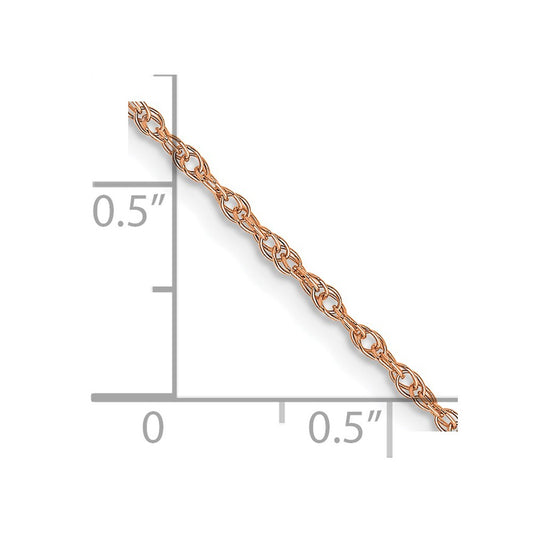 Cadena de cuerda para bebé de oro rosa de 14 quilates de 1,15 mm