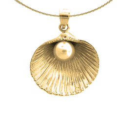 Sterling Silver White Gold Shell With Pearl Pendant (Rhodium or Yellow Gold-plated)