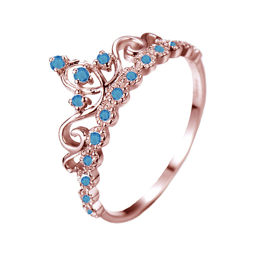 Guliette Verona Blue Topaz Gemstone Crown Rings