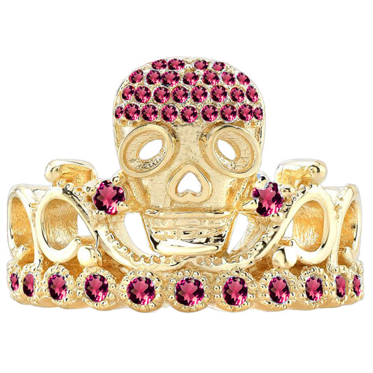 14K Gold Princess Skull Crown Ring