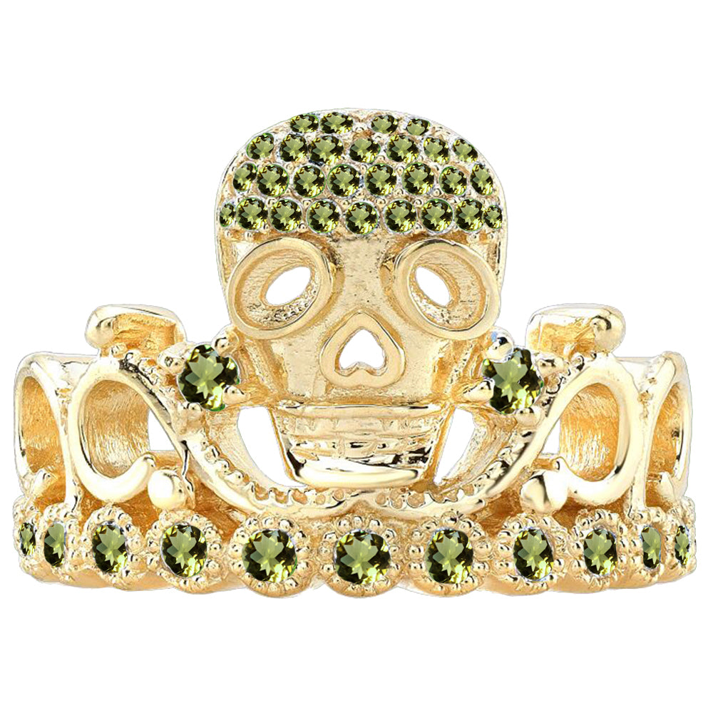 14K Gold Princess Skull Crown Ring