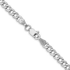 14K White Gold 3.35mm Semi-Solid Curb Chain