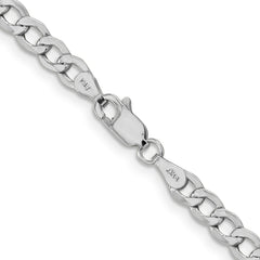 14K White Gold 4.3mm Semi-Solid Curb Chain