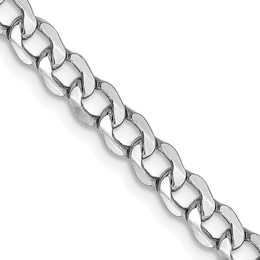 14K White Gold 4.3mm Semi-Solid Curb Chain