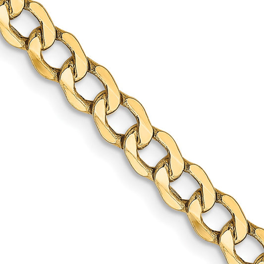 14K Yellow Gold 4.3mm Semi-Solid Curb Chain