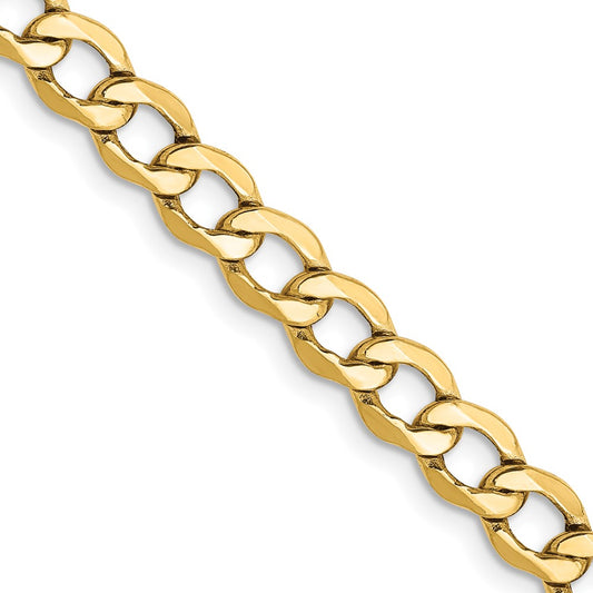 14K Yellow Gold 5.25mm Semi-Solid Curb Chain