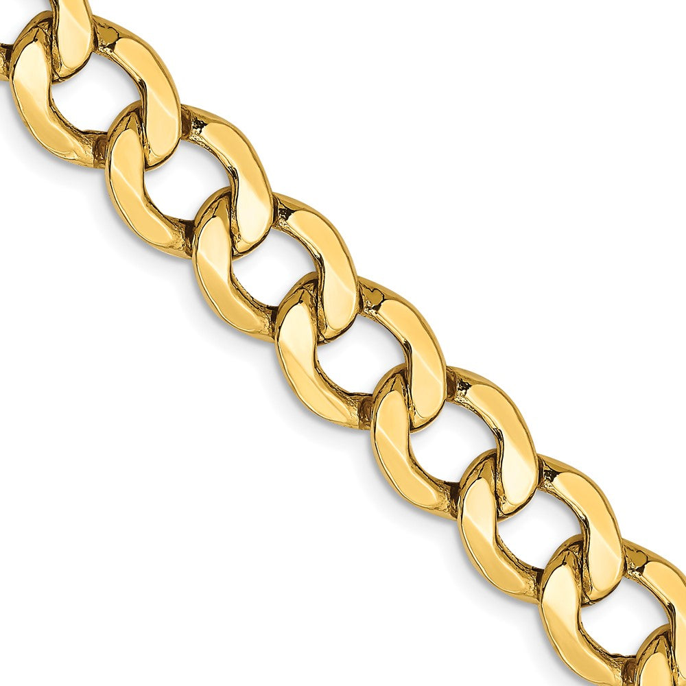 14K Yellow Gold 9mm Semi-Solid Curb Chain