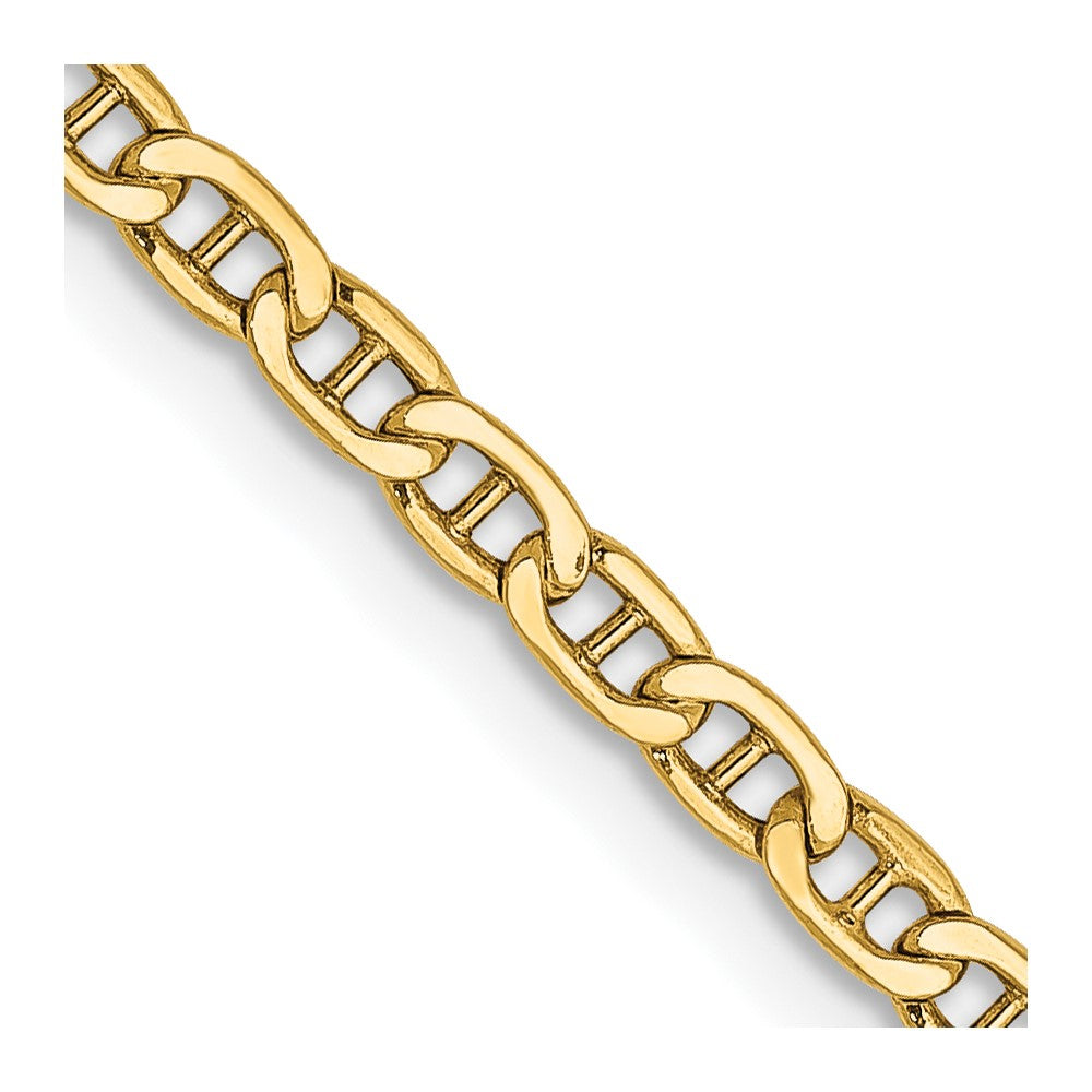 14K Yellow Gold 2.4mm Semi-Solid Anchor Chain