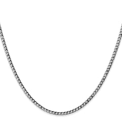 14K White Gold 2.5mm Semi-Solid Curb Chain