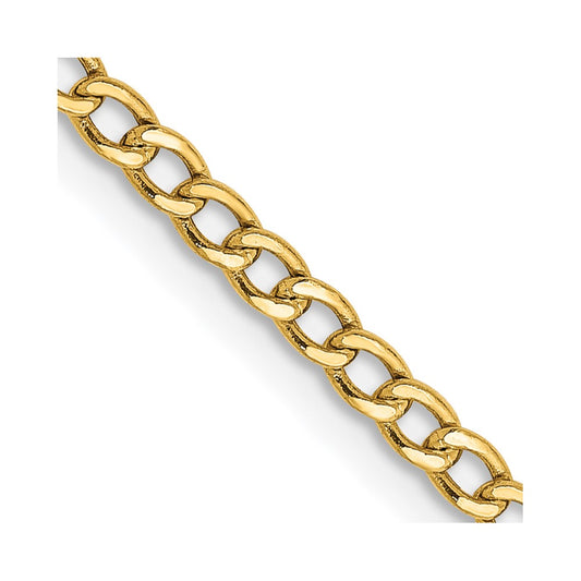 14K Yellow Gold 2.5mm Semi-Solid Curb Chain