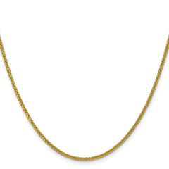 14K Yellow Gold 2mm Semi-solid 3-Wire Wheat Chain