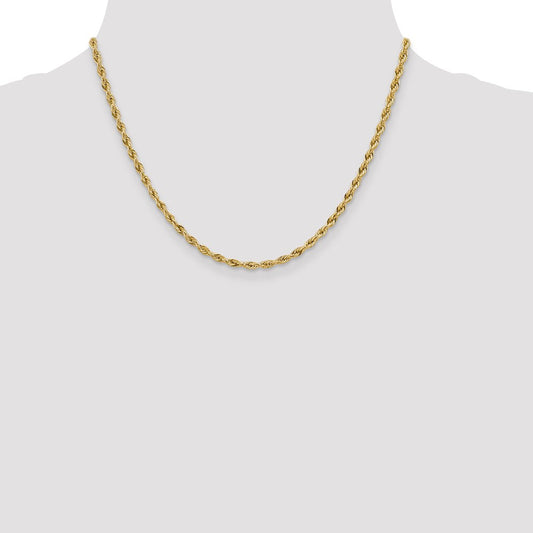 14K Yellow Gold 3.0mm Semi-Solid Rope Chain